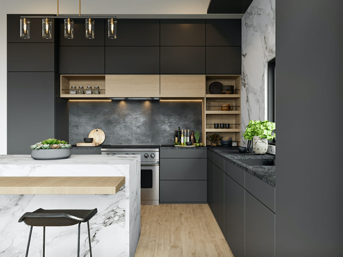 Sleek modern minimal kitchen by Decorilla Phoenix interior decorator, Shasta P.