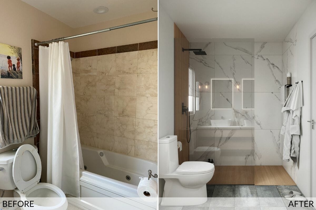 Small shower remodel before and after - Liana S