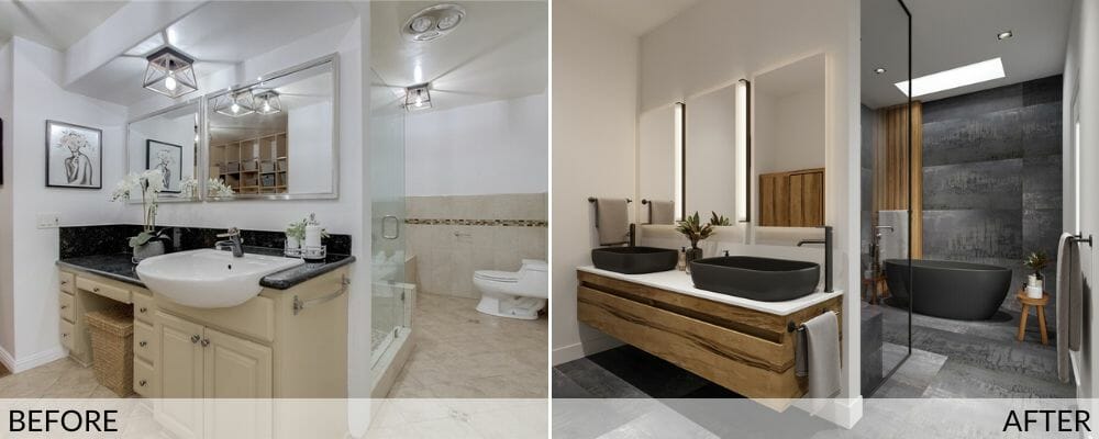 Trendy black bathroom before and afters - Sonia C