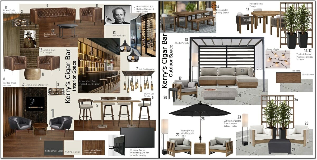 Before & After: Moody Cigar Lounge Design with Outdoor Patio - Decorilla  Online Interior Design