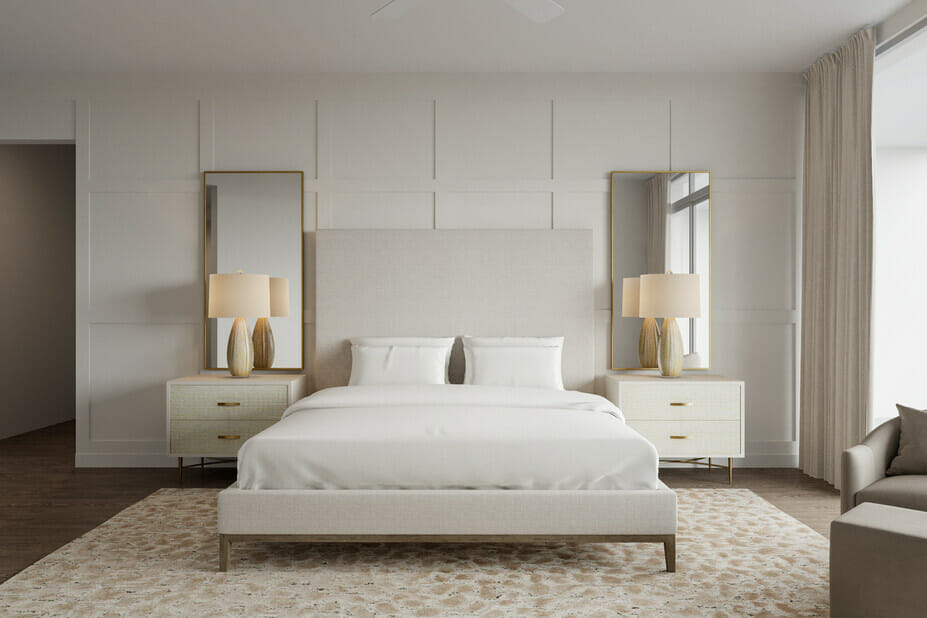 Contemporary glam bedroom with glossy decor and wall art - Wanda P