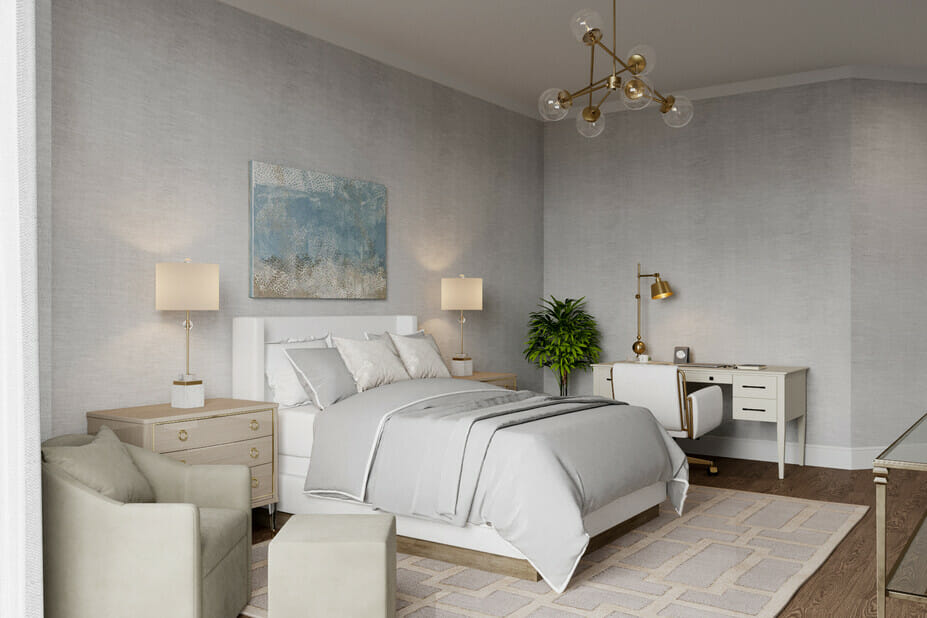 Contemporary glam wall art and decor in a guest bedroom - Wanda P