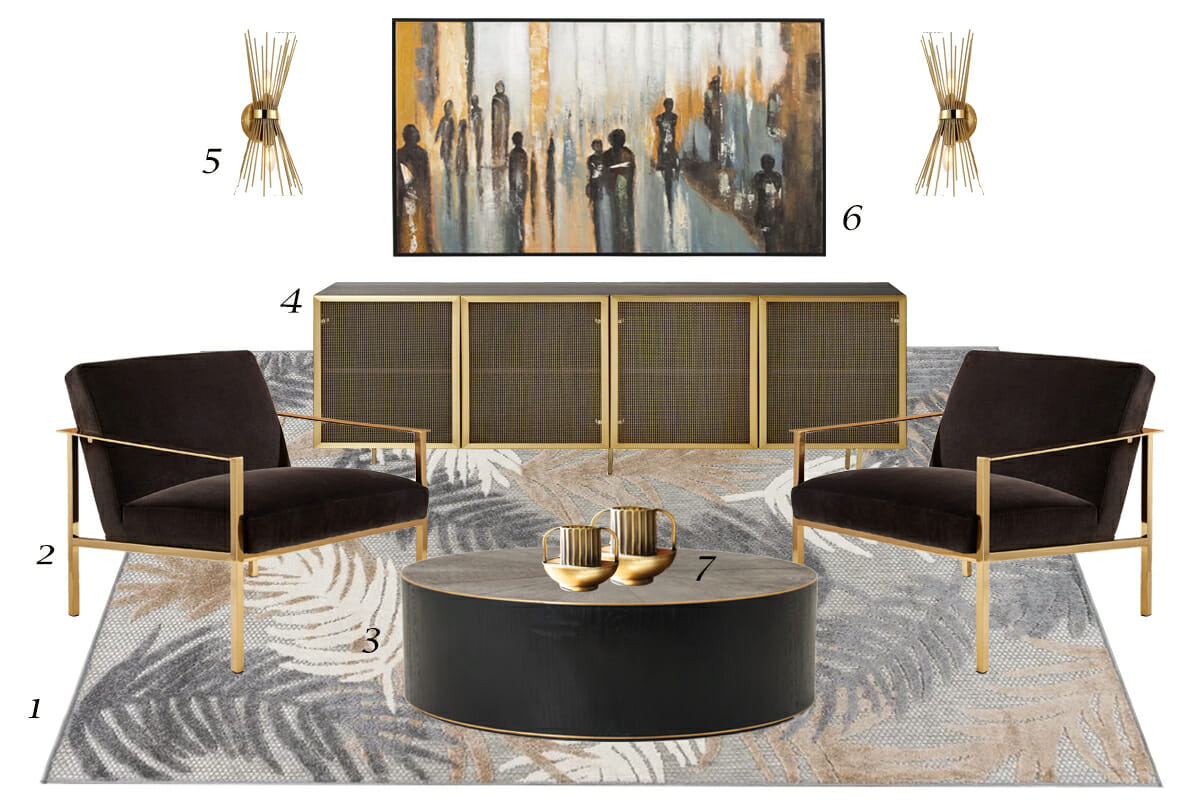 Decorilla eclectic glam living room top picks by Decorilla