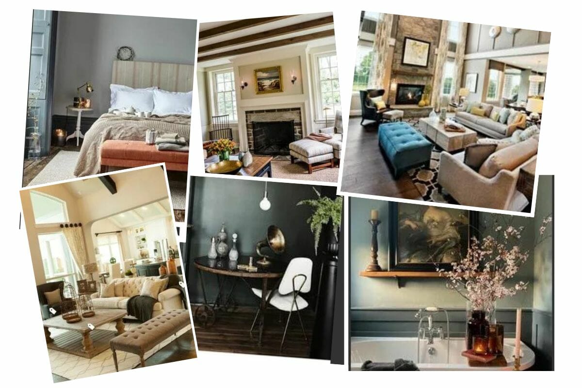 Eclectic glam living room inspiration board