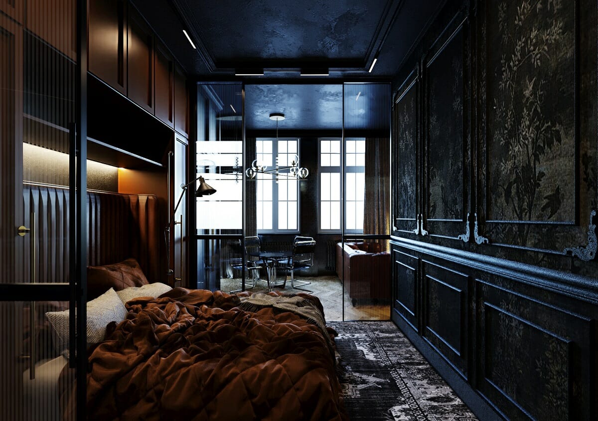 Gothic Halloween bedroom décor in interior by Kristina B