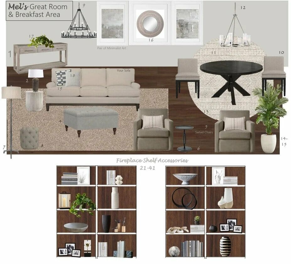 Great room decor mood board by Decorilla