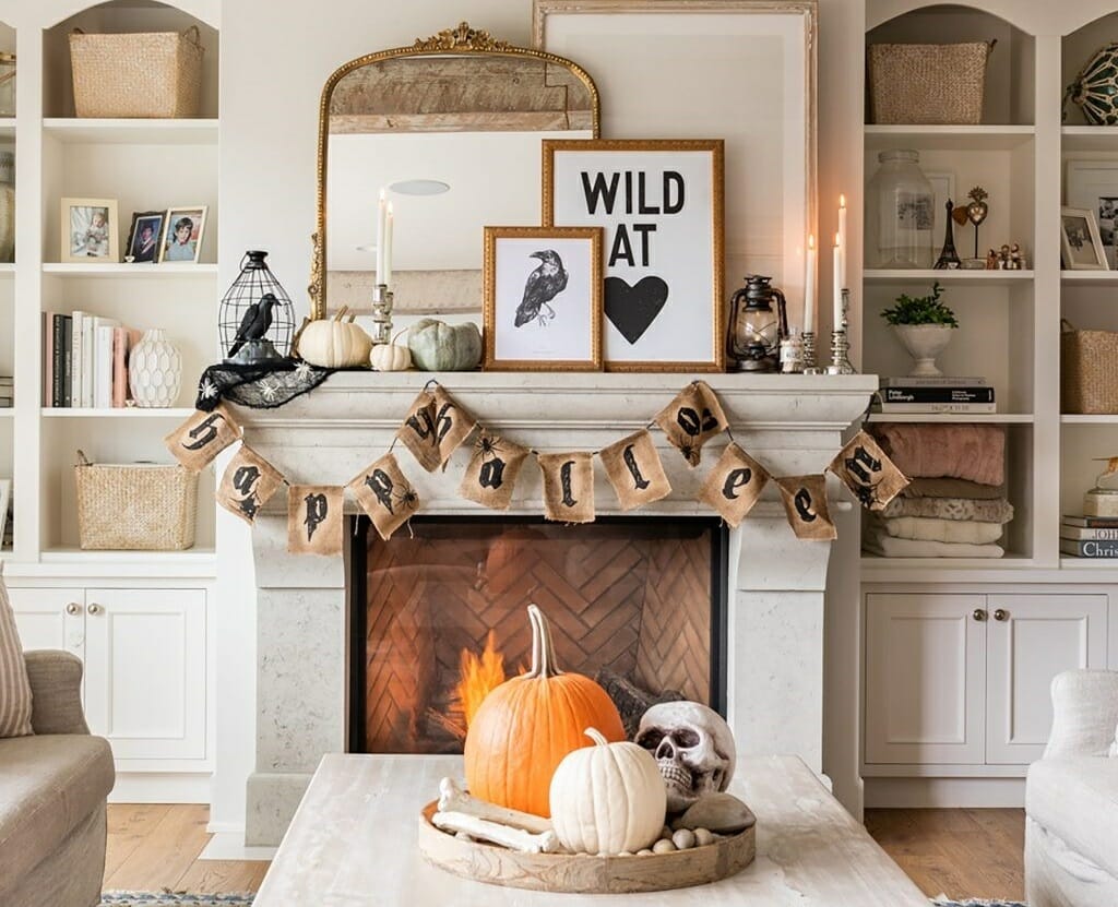 Halloween mantel and fireplace décor - Jill Harris
