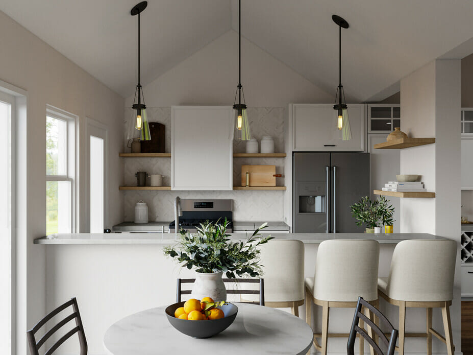 Modern farmhouse kitchen and dining room