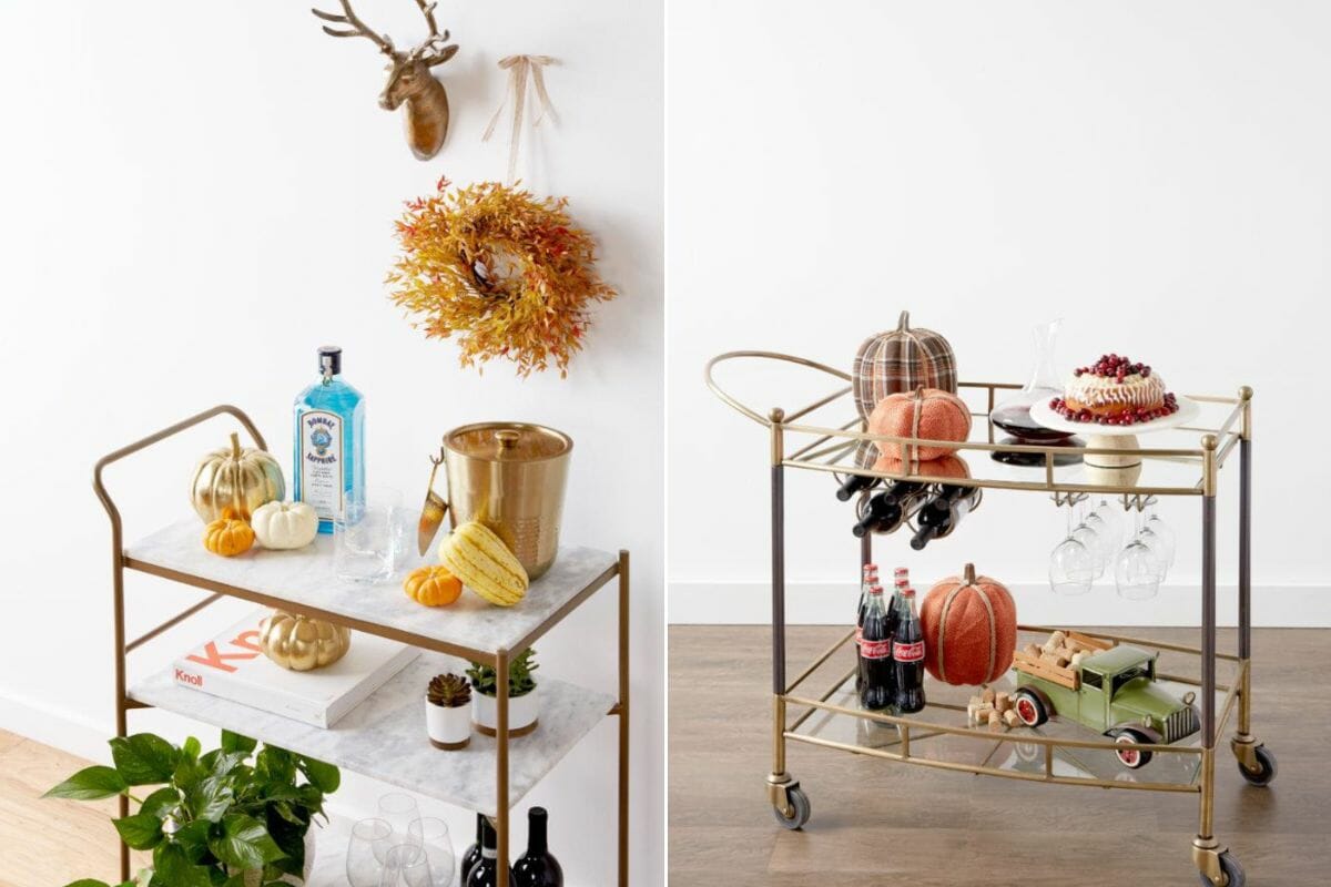 Thanksgiving living room décor ideas - bar carts