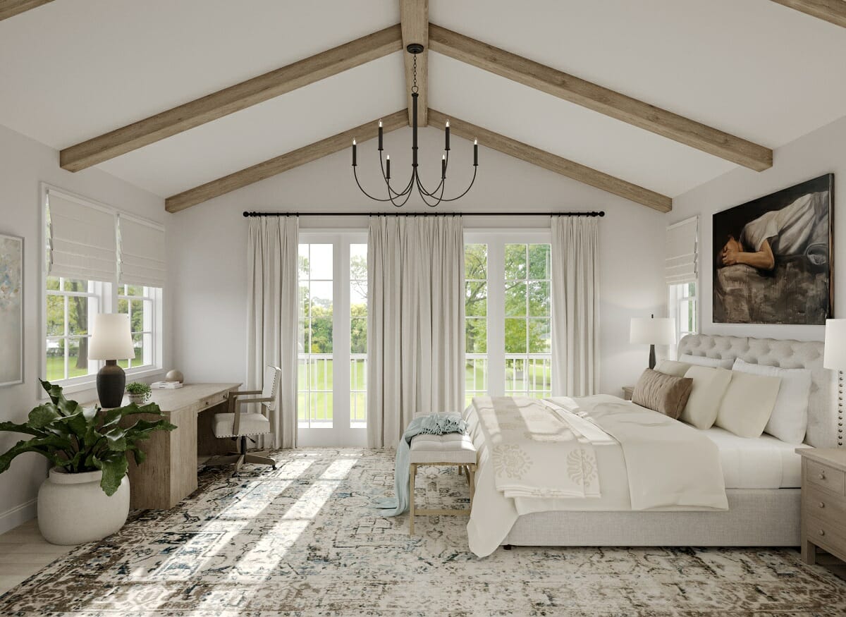 Transitional decor style for a bedroom by Wanda P.