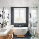Transitional master bathroom - Cathie Hong Interiors