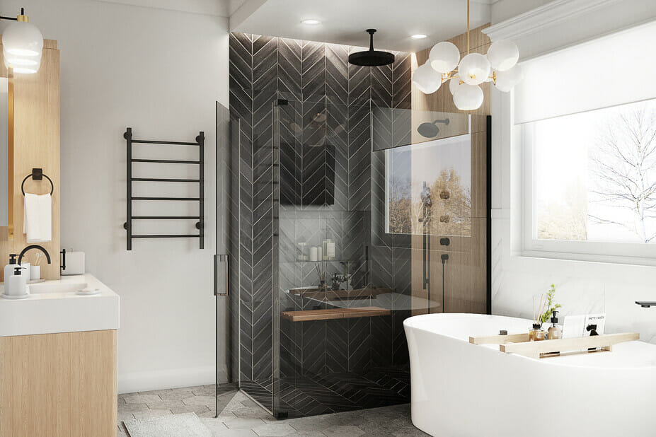 Transitional master bathroom and shower design Maya M.