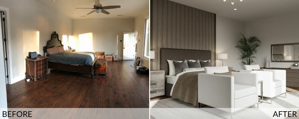 Before and after contemporary master bedroom design