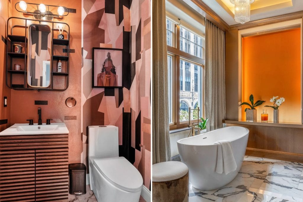 Colorful bathroom decorating ideas in interiors by Decorilla designers
