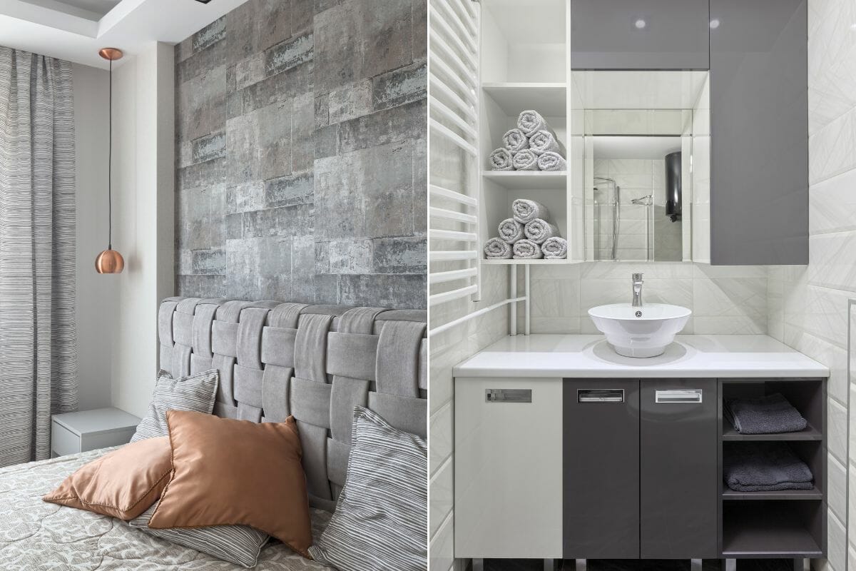 Contemporary bedroom and bathroom by virtual interior designer Rajna Salevic
