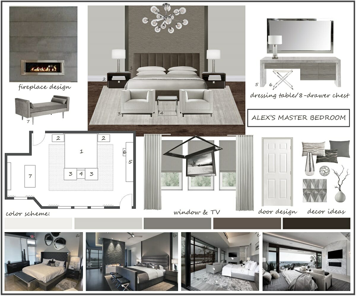 Contemporary master bedroom design moodboard - Selma A