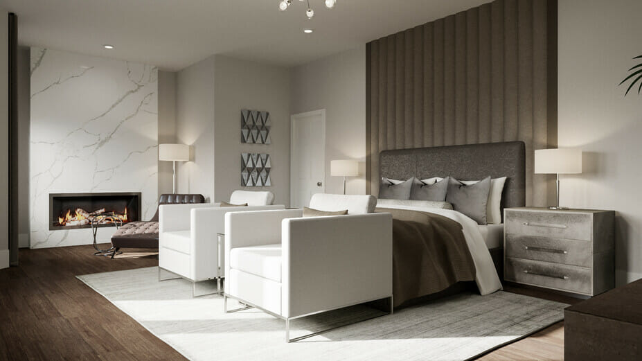 Contemporary master bedroom ideas in a design by Selma A