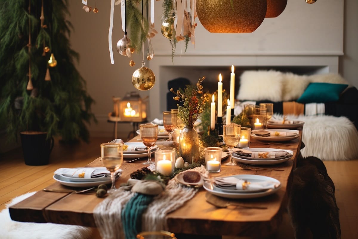 Decorate for new years eve - boho dining table new years eve decoration ideas