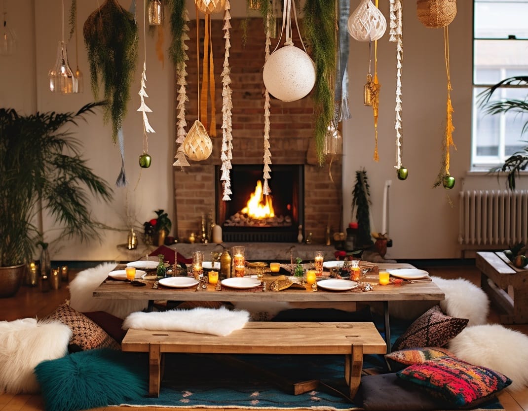 Decorate for new year's eve with a boho theme dining table