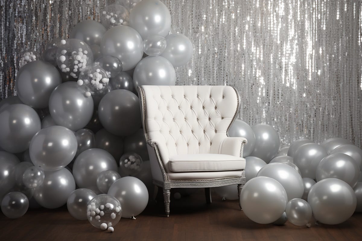 Decorate for new years eve with a photobooth of silver balloons