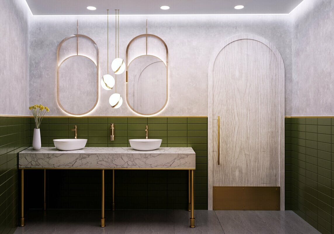 Decorilla's ideas for decorating a bathroom with unique mirrors