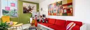 Eclectic green living room - apartment therapy