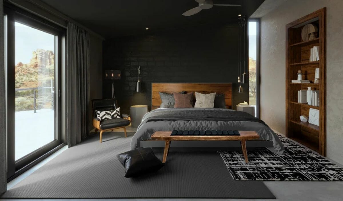 Industrial mid-century modern bedroom by Decorilla