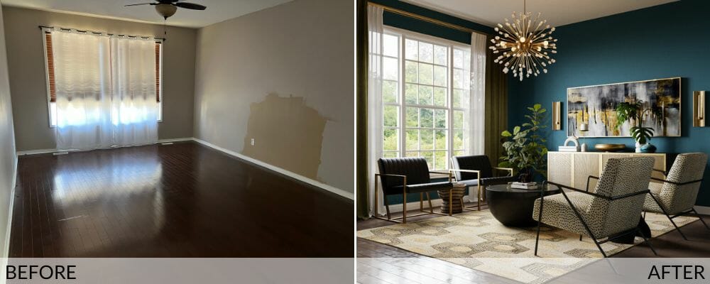 Living room makeover before and after - Marine H