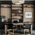 Masculine basement home office