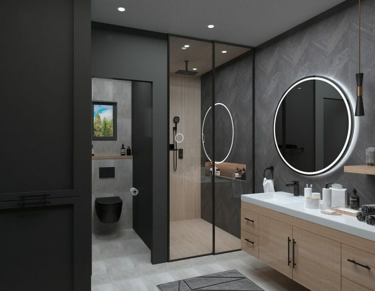 Before & After Moody Masculine Bathroom Design Decorilla