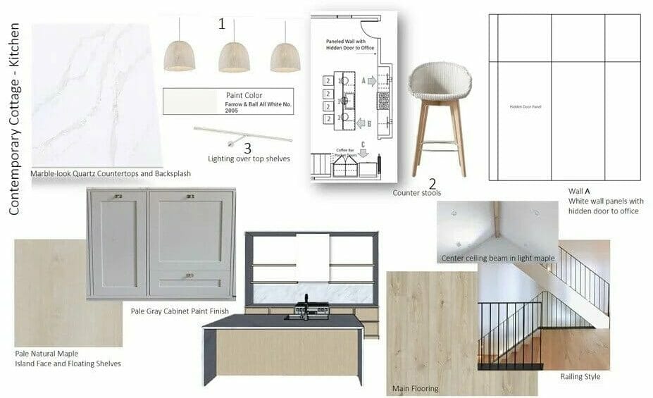 Minimalist Scandinavian kitchen design mood board by Decorilla