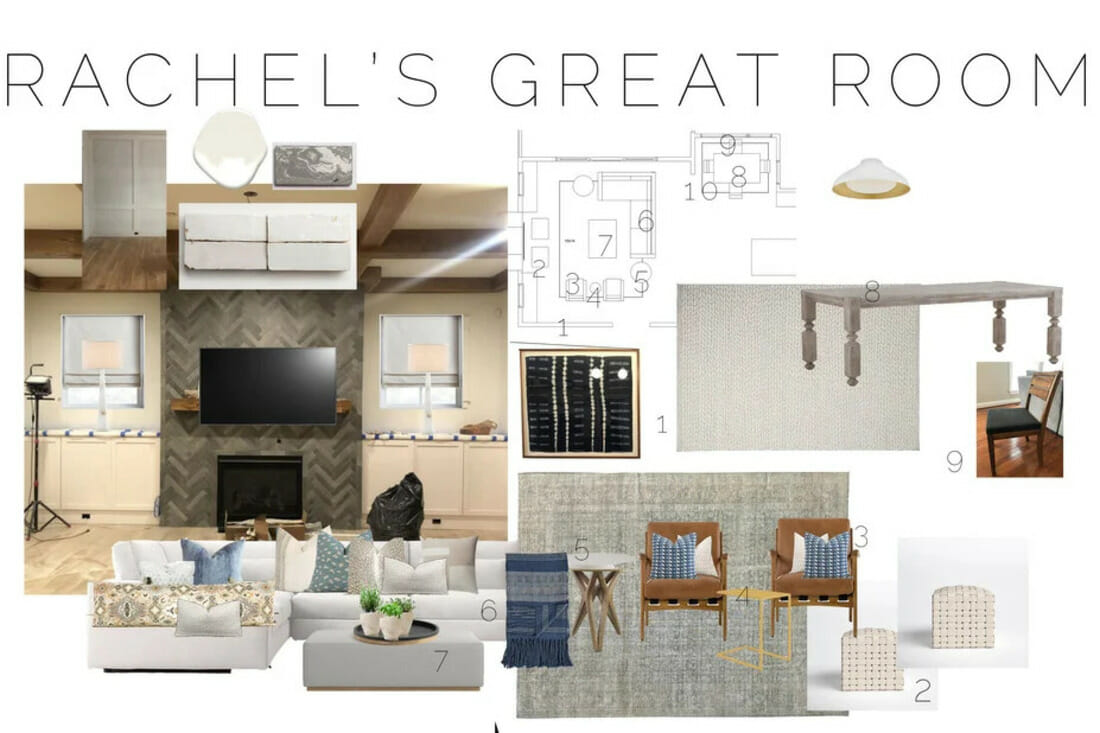 Modern rustic family room mood board by Decorilla