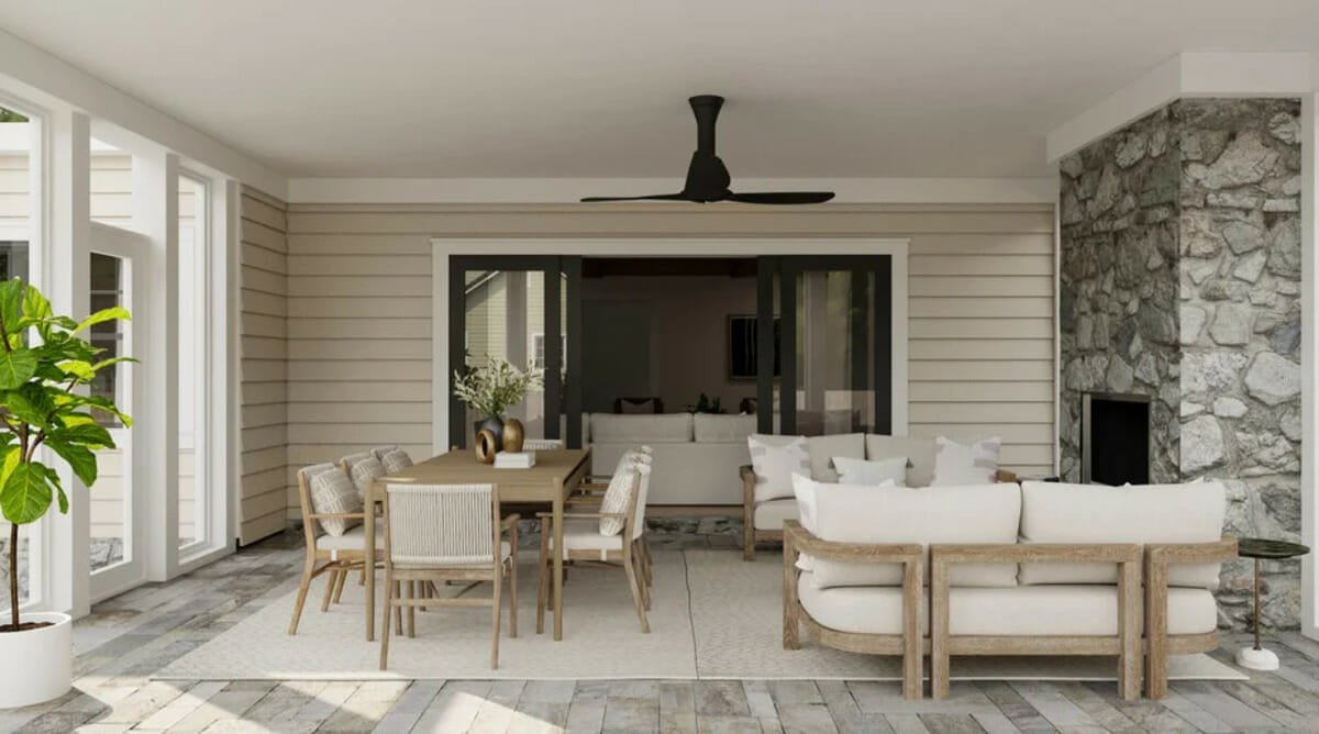 Modern rustic porch render by Decorilla