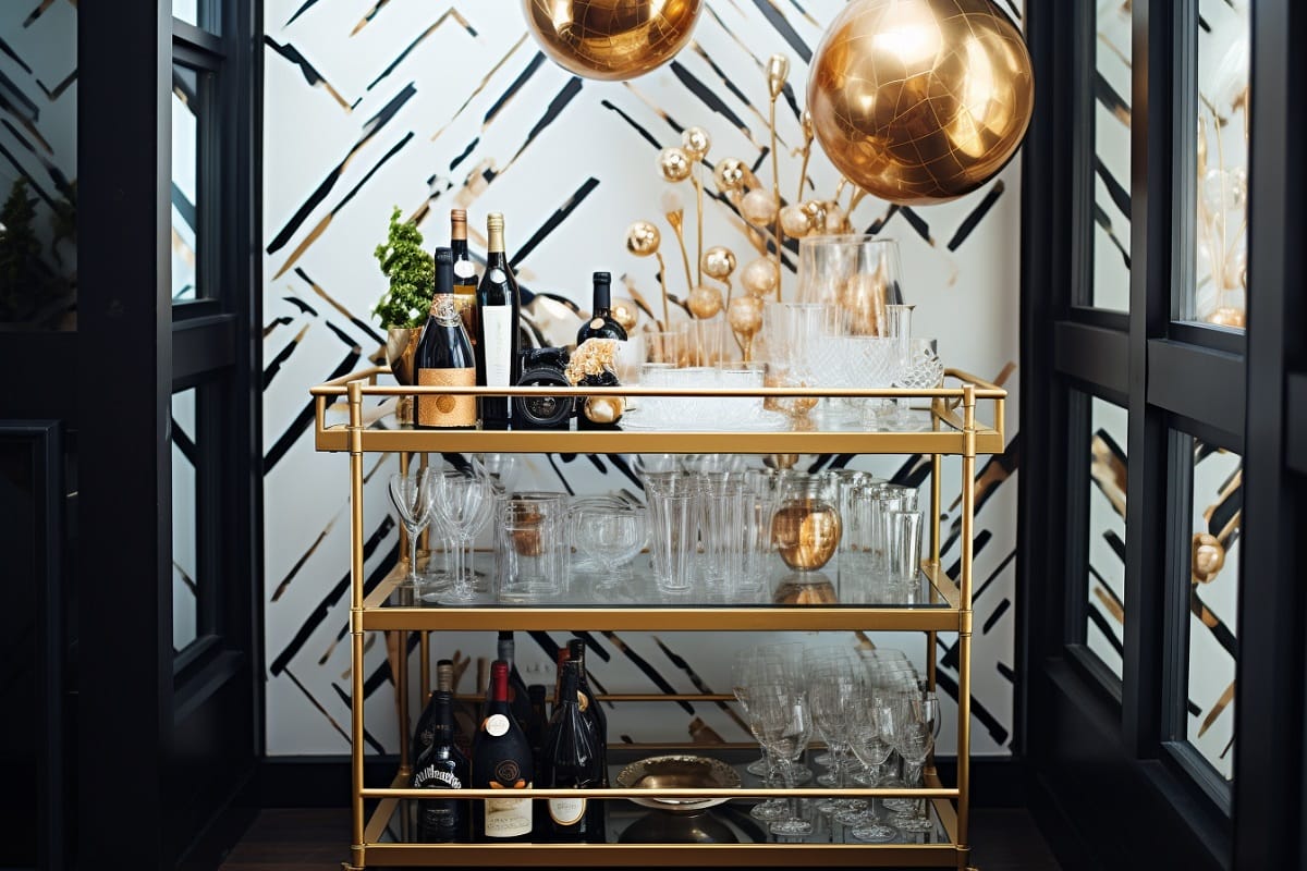 New years decorations - deocrate for new years eve with a festive barcart