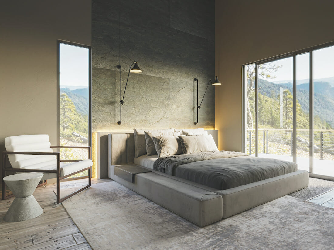 Small bedroom sitting area ideas by Decorilla designer, Darya N.