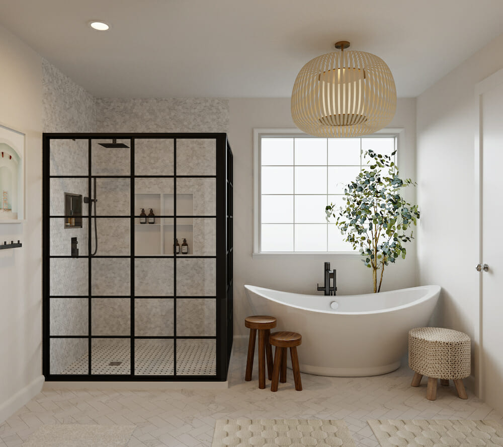 Statement bathroom light trends 2023 by Decorilla designer Basmah E