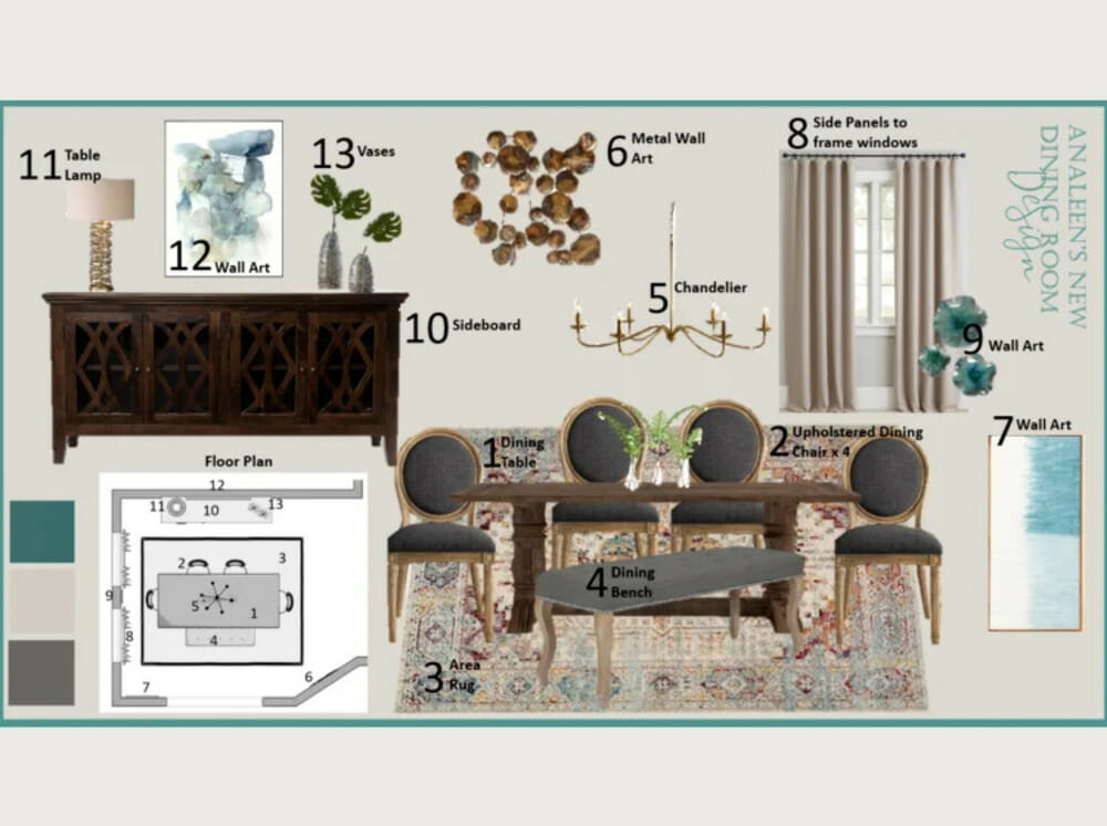 Transitional breakfast room decor mood board by Decorilla