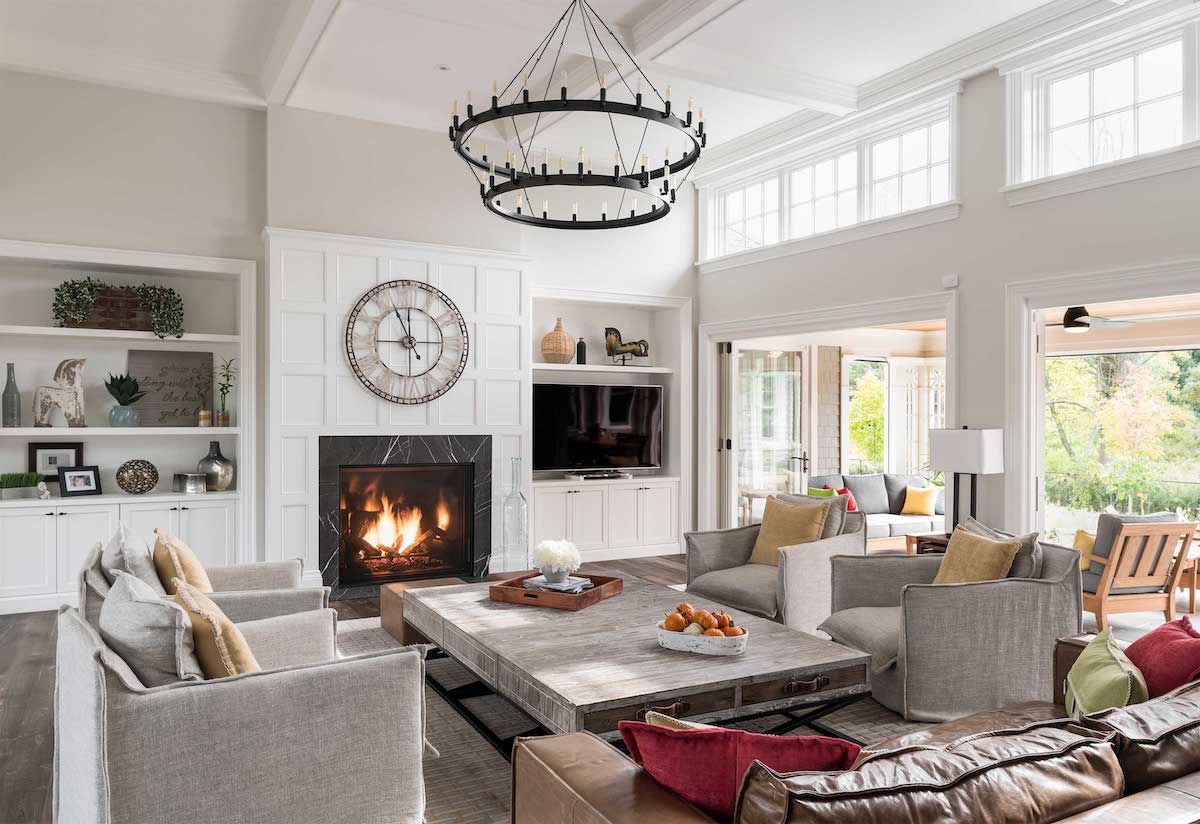 Transitional great room ideas - the grey stones