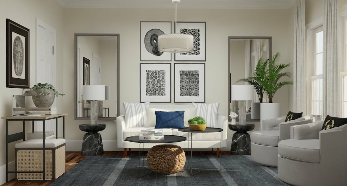 Transitional living room by Decorilla Seattle interior designer, Laura Janus