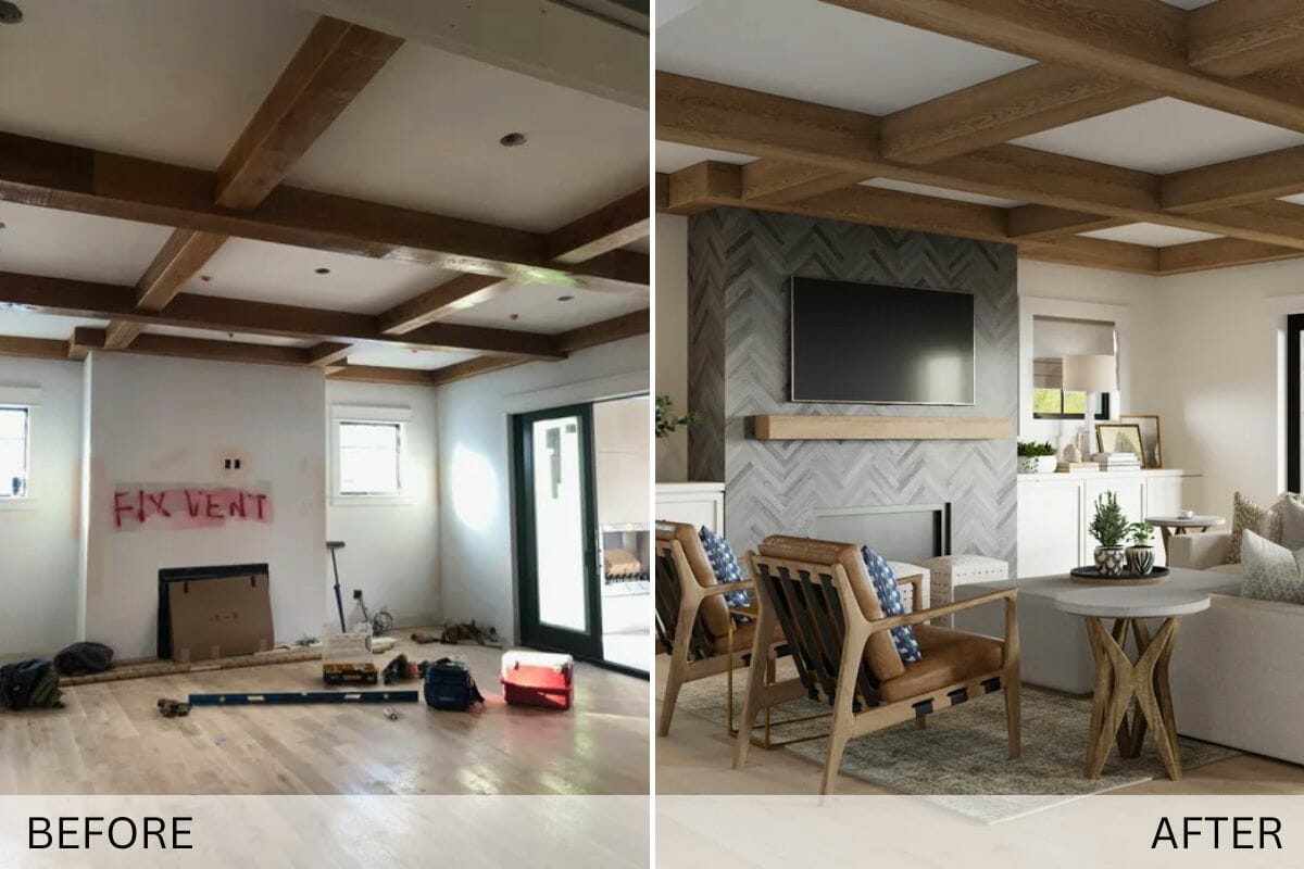 modern rustic family room transformation