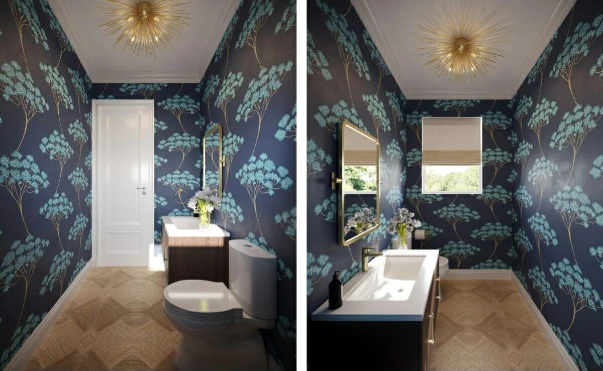 Eclectic powder room design render by Decorilla