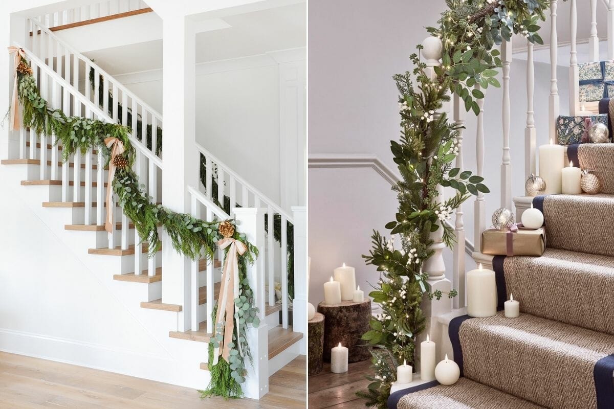 Elegant Christmas decorating ideas for the staircase - Monika Hibbs
