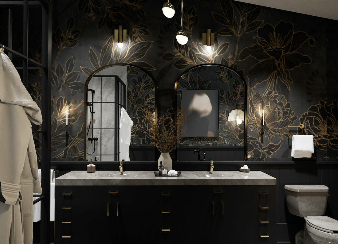 Glam master bathroom ideas by Decorilla designer Lauren O
