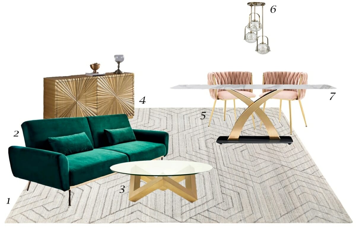Glamorous living & dining room design top picks by Decorilla