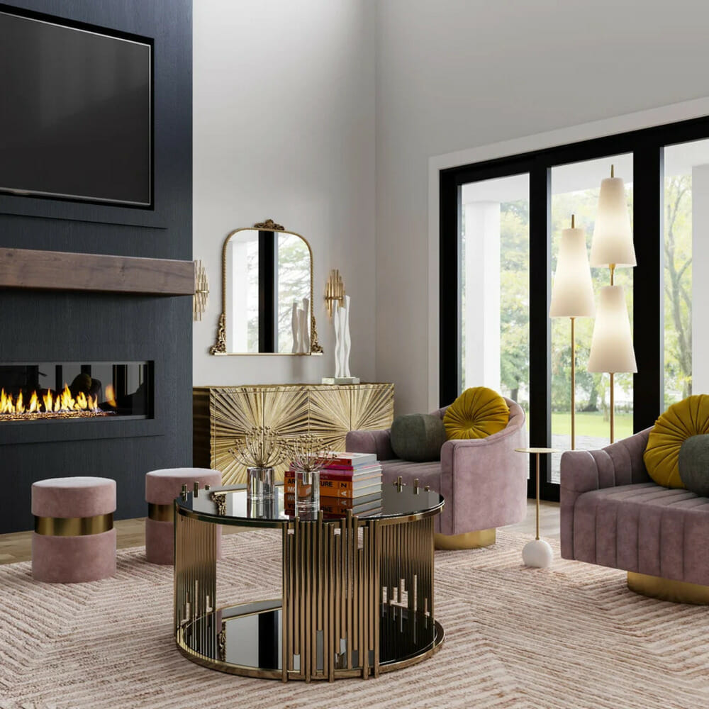 Glamorous living room sets by Decorilla