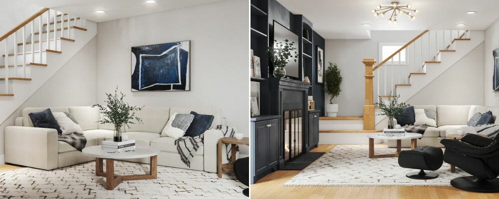 Living room with transitional house decor