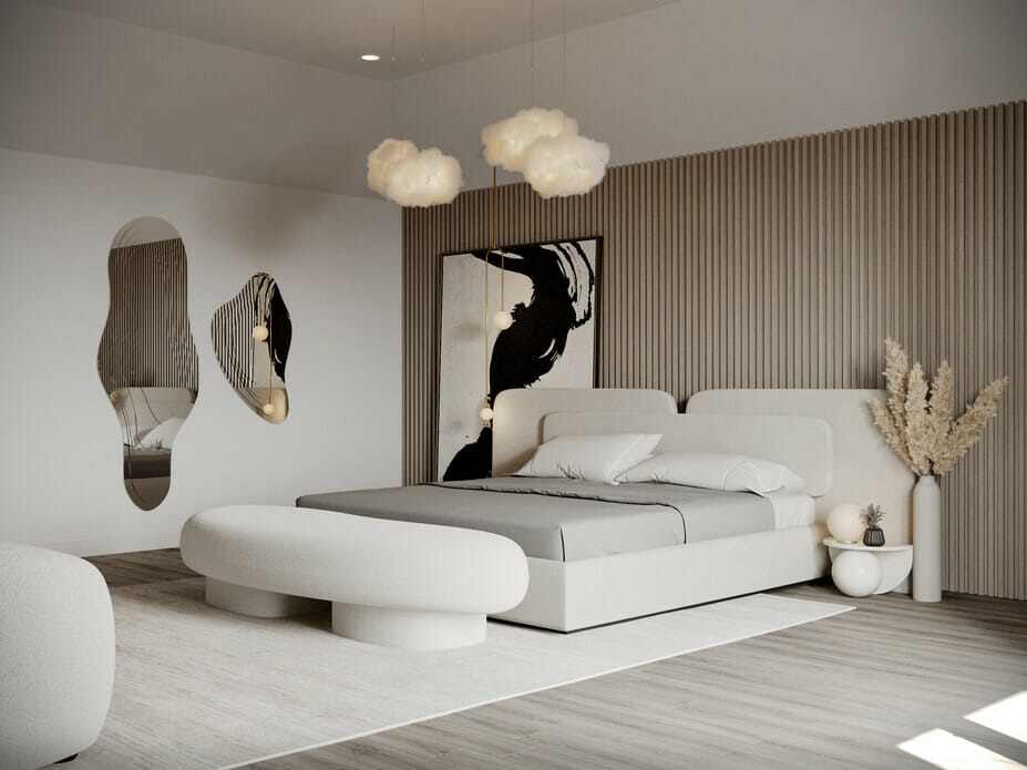 Luxury bedroom furniture in a Japandi interior - Farzaneh K