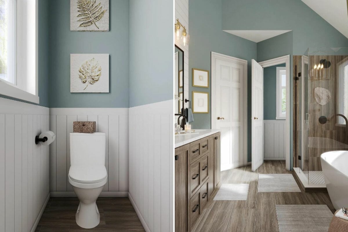 Modern country bathroom and toilet design by Decorilla