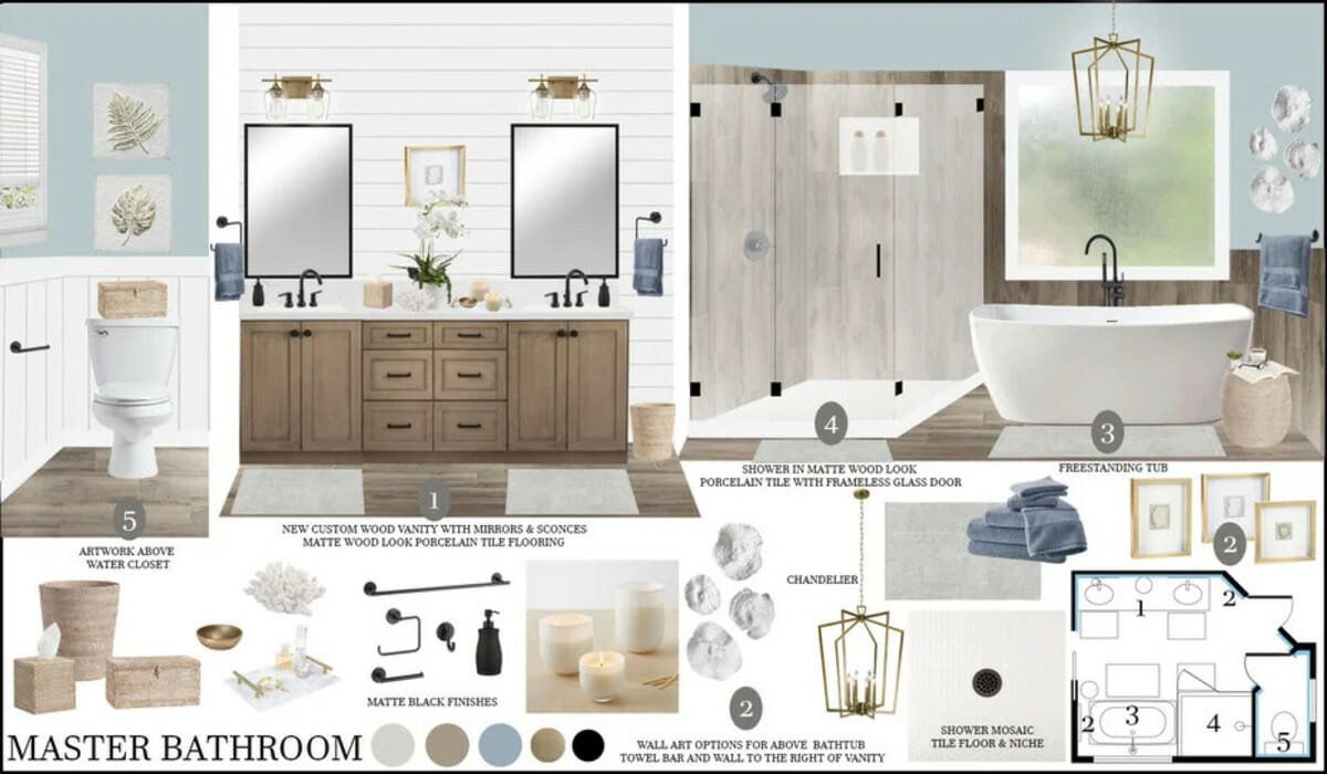 Modern country bathroom decor moodboard by Decorilla