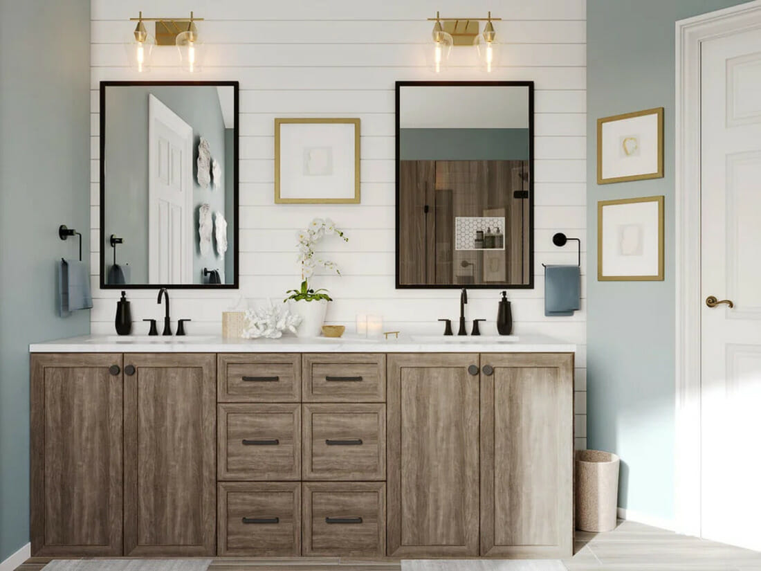 Modern country bathroom design by Decorilla